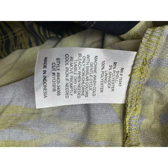 Valerie Bertinelli Womens Tropical Print Elastic Waist Dress Sz 10 Yellow/Black - Picture 9 of 14